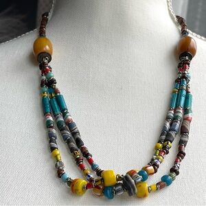 Handmade | Vintage | African Trade Beads Multi-Strand 23" Necklace